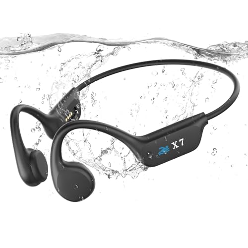 Guudsoud Casque Conduction Osseuse Bluetooth 5.3, Ecouteur Waterproof Natation, Mémoire MP3 32G Intégrée, Lecteur MP3 Étanche IP68, Écouteur Natation pour Course à Pied, Natation, Cyclisme