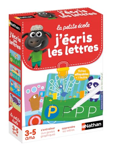 Nathan - La Petite Ecole, J'Ecris les Lettres - S'entrainer aux Gestes Graphiques, Apprendre les Lettres - Jeu Educatif - Coffret de 6 Progressifs - Pour Enfants à partir de 3 ans