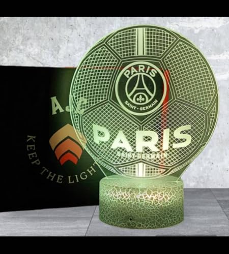 A&J Creations veilleuse 3d pour enfants,adultes-ballon officiel psg 2023-idee cadeau anniversaire,Noël,fêtes pour fans de football (Blanc)