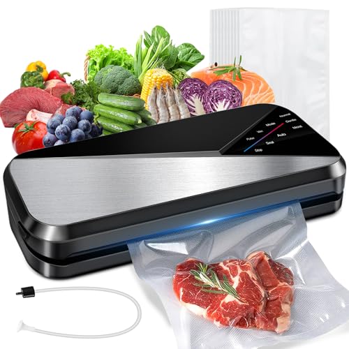 DeeprBetter Machine Sous Vide Alimentaire Professionnelle 6 en 1, 80kPa Appareil Sous Vide Alimentaire Sec et Humide avec Scellement 30cm, 8 Fois Frais Sous Videuse Alimentaire avec Couteau Tuyau Sacs