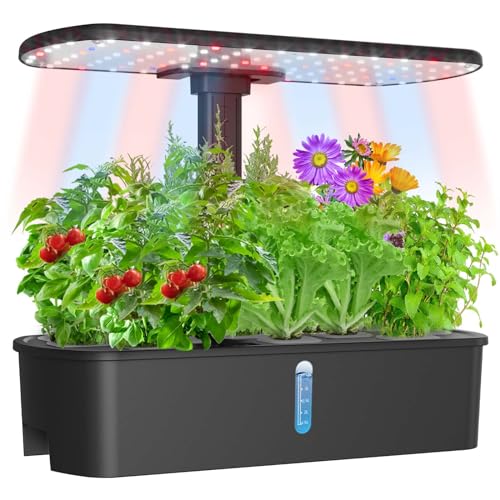 Yoocaa Potager Intérieur pour 12 Plantes, Kits et Systèmes pour Cultures Hydroponiques avec Hauteur Réglable sur 12 Niveaux et Minuteur Intelligent (sans graines)