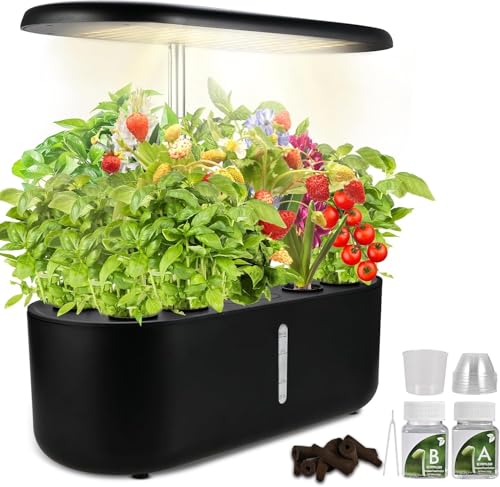 Cieex Jardin D'plant Hydroponique, 10 Pods Potager d Interieur avec LED Grow Light Fenêtre de Niveau d'eau Visible, Système de Pompe Silencieux, écran Tactile, Minuterie Intelligente