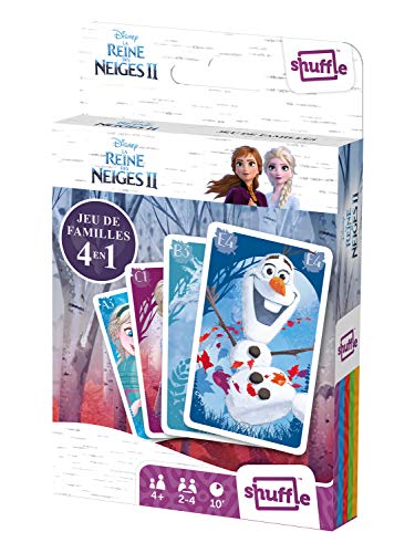 Shuffle - Disney La Reine des Neiges 2 - Cartes 4 en 1 : 7 Familles, Paires, Action et Batailles - Avec Elsa, Anna, Olaf, Sven - Jeu Enfants & Famille - A partir de 4 ans