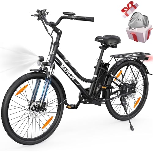 VARUN Vélo Électrique, Velo Electrique Adulte 26 Pouces, Moteur 250W, Batterie Amovible 48V, Autonomie De 80KM, Urban E-Bike avec Pédalage Assisté, 7 Vitesses pour Adulte Homme Femme