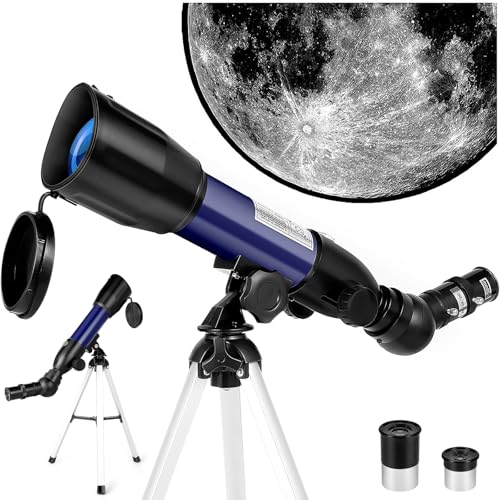 Télescope Astronomique Enfants, 360/50mm HD Réflecteur Télescope, Lunette pour débutants, Trépied Portable en Aluminium, Enfants Cadeau