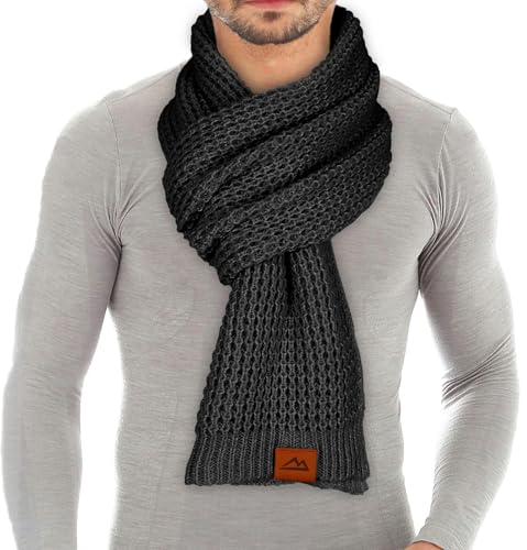 Loowoko echarpe homme femme hiver, Écharpe à Gaufre en forme classique, Automne Hiver Echarpe en Tricot Tricoté Chauds Épaisses Longues,Cadeau de Noël pour Amis et famille Noir