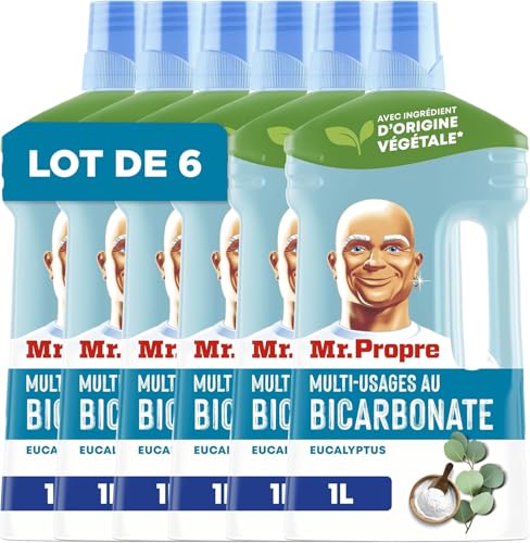 Mr. Propre Nettoyant Multi-Usages Sol Collection Tradition Bicarbonate et Eucalyptus, Pack Économique 6x1L, Élimine 100% des Saletés et Odeurs, Ingrédients d'Origine Végétale, Sans Javel ni Ammoniac