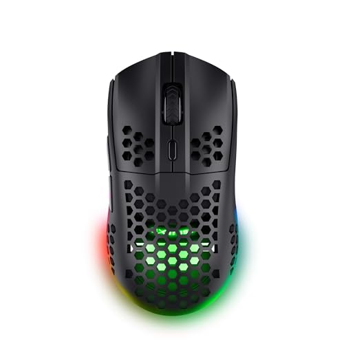 Trust Gaming GXT 929 Helox Souris Gaming sans Fil Ultralégère 75g, 80h de Batterie, Récepteur Micro-USB 2,4 GHz, DPI Réglable 800-4800, Souris Gamer Rechargeable LED PC Ordinateur - Noir