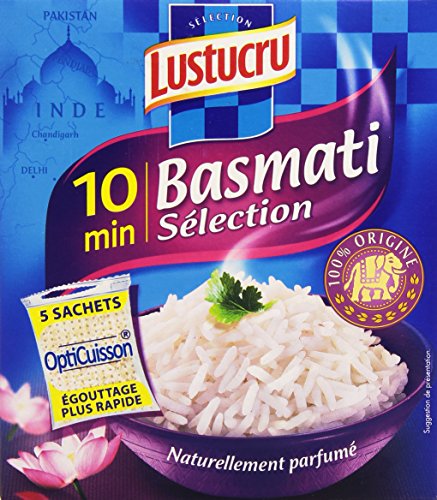 Lustucru Riz Basmati Sélection, cuisson 10 minutes - Les 5 sachets de 90g