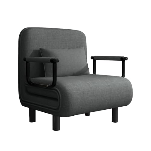 Chauffeuse canapé-lit Fauteuil Convertible Grand Confort Coussin Pieds accoudoirs métal 60L x 68I x 85H cm Gris