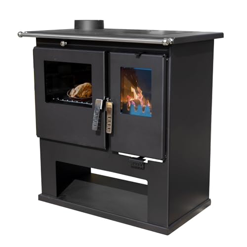 Verso Cs Links - Cuisinière à bois - 7,7 kW - Puissant four de cuisine avec style traditionnel et efficacité moderne - Noir