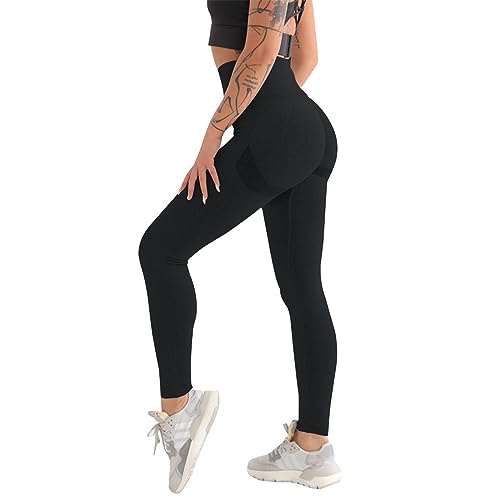 Zhiaek Legging de Sport Femme Taille Haute Anti Cellulite Push Up Pantalon Sport Yoga Long Slim Fit Fitness Pantacourt Opaque Collants pour Gym Jogging Course Exercice