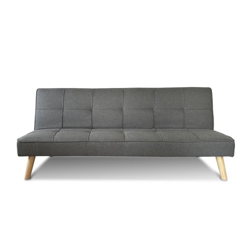 Designetsamaison Banquette Clic Clac 3 Places Gris - Siljan