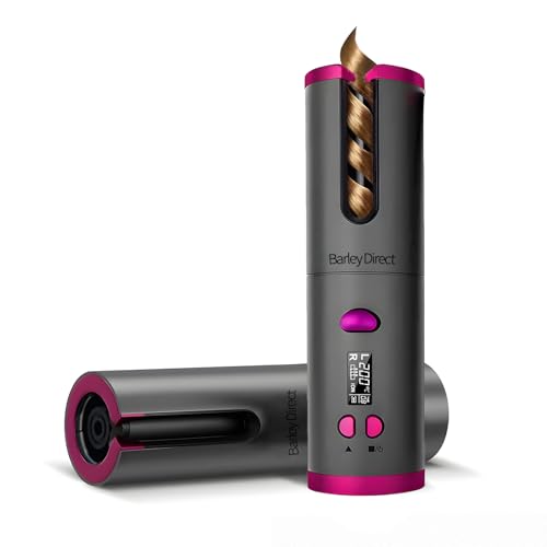 Barley Direct Fer A Boucler Automatique, Fer A Boucler avec 6 Réglages de Température & Minuteur Hair Curler Écran LCD Anti-brûlure-Minuteur 8-18S-Boucleur Automatique Usb Rechargeable