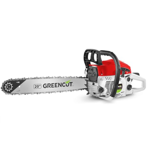 GREENCUT GS610X - Tronçonneuse à essence 61,2cc 3,6hp, moteu thermique 2 temps, lame 20", longueur de coupe 50,8cm, pour l'abattage et l'élagage, anti-vibration