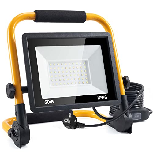 50W Projecteur LED, 5000LM Super Brillant Projecteur LED Extérieur IP66 Etanche, Éclairage de Sécurité Extérieur pour Terrains, Rechercher, Terrace
