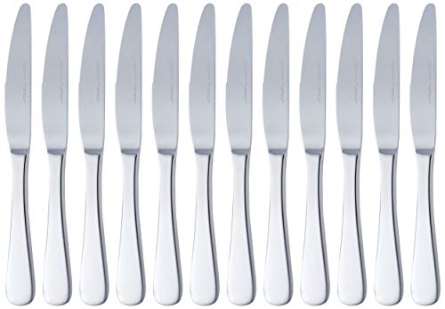 Amazon Basics Cuchillos de mesa de acero inoxidable con borde redondeado, 12 pièces, Argenté