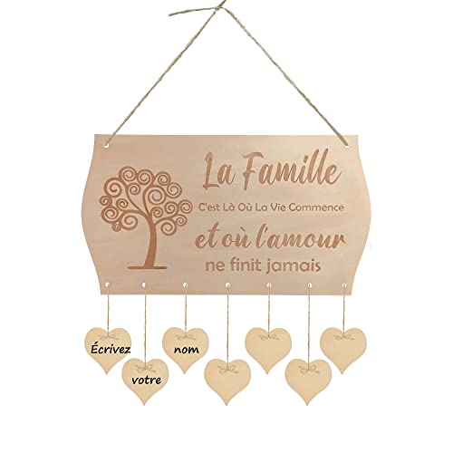 MKISHINE Plaque Murale décorations murales Plaque Bois personnalisé nom de Famille,enseignes décoratifs Amis-Idée Cadeau Nouvelle Maison, Mariage, Grands-Parents