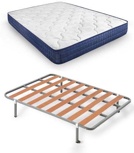 HOGAR24 ES Lit Complet | Sommier Basic + Matelas viscoélastique Relax Edition 18 | Comprend Un Ensemble de Pieds avec Pince de 25 cm | Dimensions : 120 x 190 cm