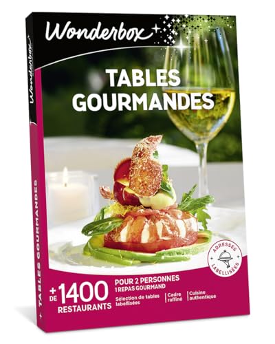 Wonderbox - Coffret Cadeau - Tables Gourmandes - 1400 Restaurants pour 2 Personnes : Tables Labélisées, Cuisine Gastronomique - Idée Cadeau Original Gastro