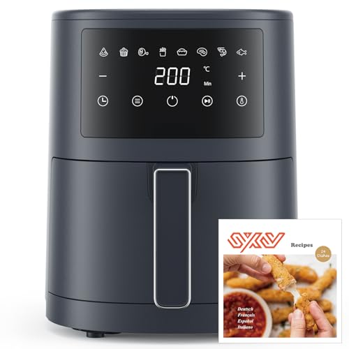Innsky Air Fryer 3.5L, Friteuse sans Huile, 1500W Airfryer Compacte, 8 Programmes, Ecran Tactile LED, Moins D'Huile et Économisé d'Énergie, 50db Faible Bruit, Jusqu'à 3 personnes, Gris