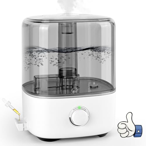 Humidificateur D'air Top-Fill 5L 28dB Silencieux Humidificateur d'air bébé ultrasonique à remplissage Pour Bébés et Plantes Humidificateur d'Air Chambre avec Buse à 360°Arrêt Automatique sans BPA