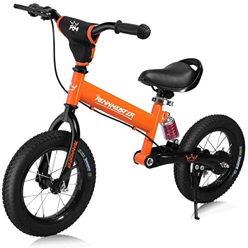 RENNMEISTER® Draisienne pour Enfants Orange Guidon Selle réglable Frein Vélo d'apprentissage Pneus jusqu'à 50kg Vélo d'équilibre