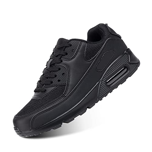 Hitmars Chaussures de Course Homme Femme Running Sport Fitness Respirantes Legere Gym Athlétique AIR Sneaker Noir 42
