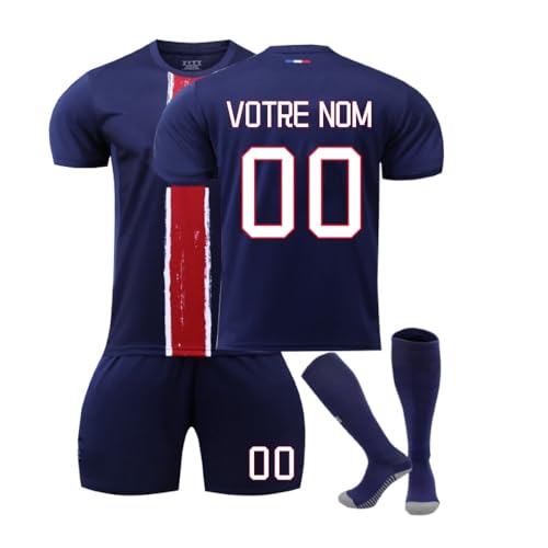 Générique Maillot de Foot Enfant 2024 Ensemble de Foot Garçon personnalisés Nom et numéro de tenue de foot adulto, Maillot de Football Homme et fille avec Shorts Chaussette Set