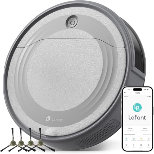 Lefant Aspirateur Robot, Robot Aspirateur 4500Pa Puissance d'Aspiration, Évitement Précis des Obstacles, Anti-Enchevêtrement Idéal pour Les Poils d'animaux, Cheveux et Sols Durs,Contrôle par App/Alexa