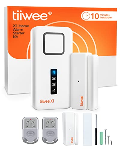 tiiwee Alarme Maison avec Sirène Puissante et Dissuasive - 2 Détecteurs de Porte et Fenêtre et 2 Télécommandes - Kit sans Fil Facile à Installer pour Appartement, Maison, Garage