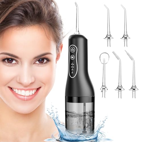 ETROBOT Jet Dentaire Hydropulseur, Hydropulseur Dentaire avec 4 Modes et 5 Buses, Hydropulseurs et Irrigateurs, USB Rechargeable et IPX7 Etanche, pour l'Hygiène Dentaire et Haleine Fraiche