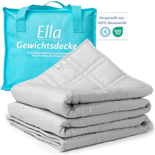 Ella Couverture Lestée Adulte 150x200cm 7kg - Couverture Pondérée Relaxante & Calmante - 7 Couches, Perles de Verre Hypoallergéniques, Couche Externe Coton Doux & Rafraîchissant - Weighted Blanket