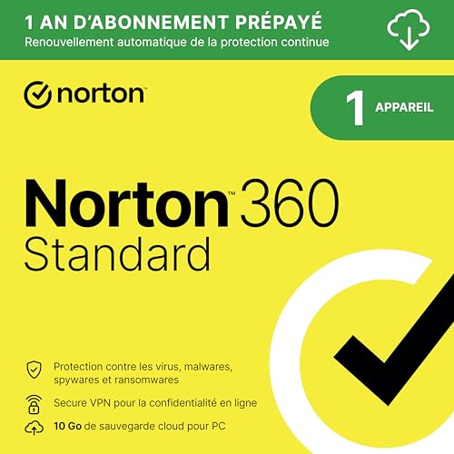 Norton 360 Standard 2025 |1 Appareil | 12 mois |Téléchargement