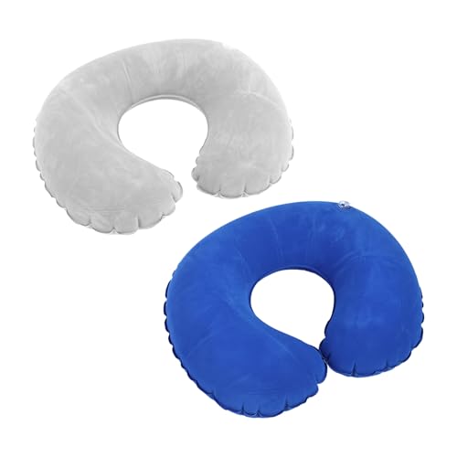 Qtksceadlnce 2 pièces Oreiller de Voyage Gonflable, Oreiller de Soutien de Nuque Gonflable Appui-tête en Forme de U Oreiller de Cou pour Le Bureau Avions Bus Trains (Set C)
