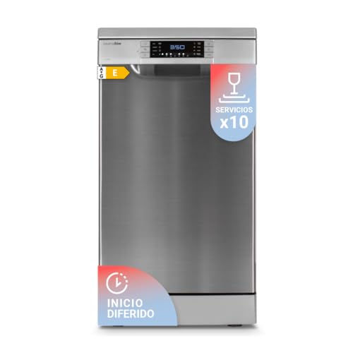UNIVERSALBLUE Lave-vaisselle en acier inoxydable 45 cm | Lave-vaisselle en acier inoxydable programmable libre installation avec 8 programmes | Machine à laver avec départ différé | Silencieux | Envoi