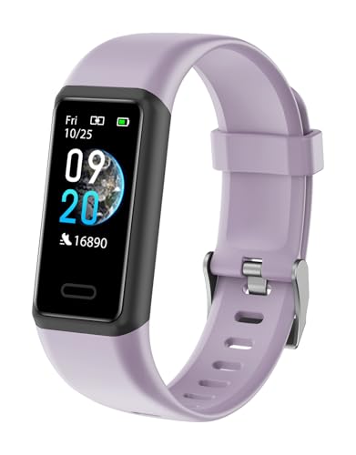 Cloudpoem Bracelet Connecté Femme Podometre Marche Cardiofrequencemetre Montre Connectée Sport Etanche IP68 Suivi Sommeil Calories Distance Notification Chronomètre pour Android iOS Violet Clair