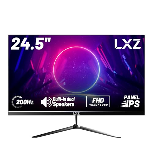 LXZ Ecran Gaming 24.5 Pouces, 200Hz, FHD 1080p, IPS, 100% sRGB, DP/HDMI, 1ms, Montage Mural - Noir