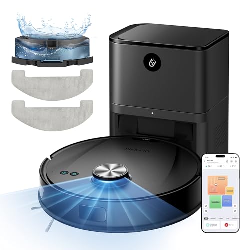 Ultenic T10 Lite Aspirateur Robot Laveur avec Station, 18000Pa Auto-Vidage, Navigation LiDAR, Cartographie Multi-étage, Connecté App-Alexa-Siri-IFTTT - Poils d’Animaux, Cheveux, Poussière et Moquette