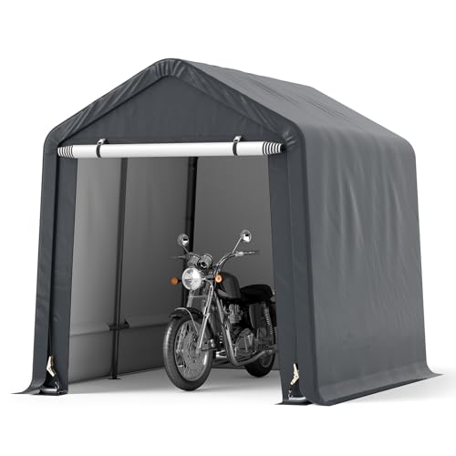 GOPLUS Tente Garage Extérieur 195 x 240 x 214 cm, Abri pour Outils, Hangar de Stockage en Tissu PE, Protection Solaire, Imperméable, Anti-Vent, Porte Enroulable, pour Voiture, Moto