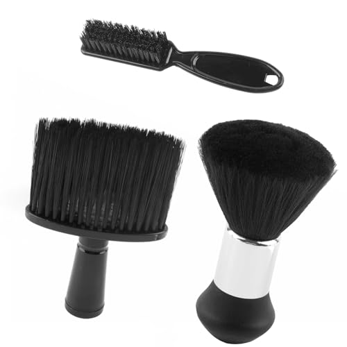 Lot de 3 brosses de coupe de cheveux, brosse de cou, brosse pour enlever la poussière, brosses de coiffure, pour le nettoyage des cheveux et enlever la poussière dans le salon de coiffure