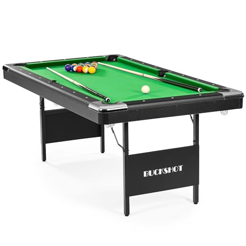 Table de Billard - 6ft (193x109x81cm) - Buckshot Atlanta - Pliable - avec Accessoires - Vec Pieds pliants en métal - Vert