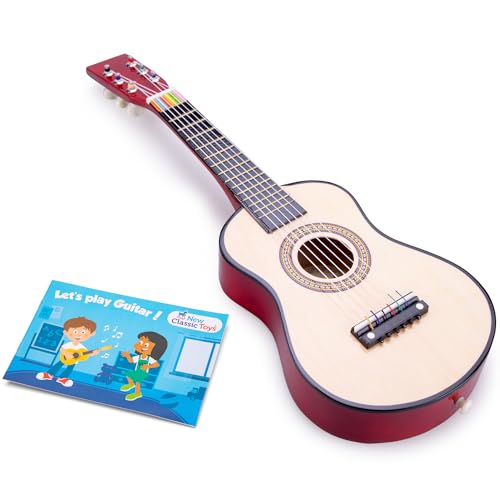 New Classic Toys Instrument débutants Guitare avec Le Livre de Musique-Naturelle, 344 10344, Naturel