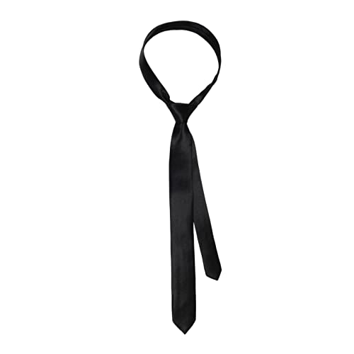 MONOJLY Cravate longue pour femme avec écharpe fine JK Uniforme Cravate skinny Couleur unie unie Cravate formelle Noir, Noir