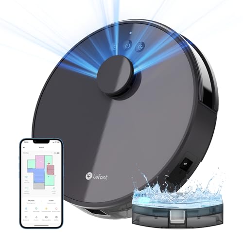 Lefant Robot Aspirateur Laveur 2 en 1 4000Pa,Navigation LiDAR, Cartographie Multi-étage,Zones Virtuelles, Connecté par Alexa/APP/WiFi,Idéal pour Poils d'animaux Tapis Sols Durs,M1 Gris