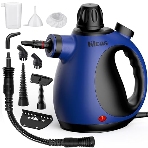 KLONA Nettoyeur vapeur manuel pour la maison - Nettoyeur vapeur multifonction avec 10 accessoires pour tapis, rideaux, canapés, cuisine, salle de bain et plus encore