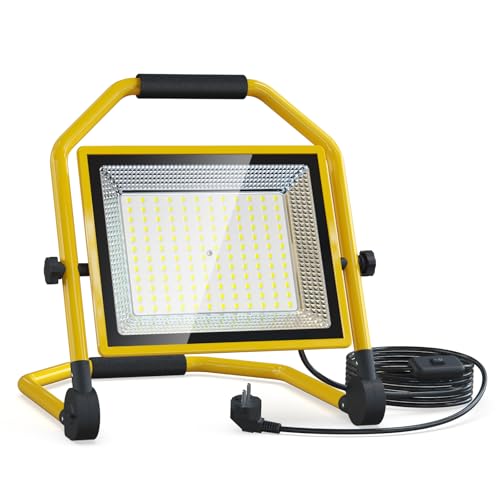 AffyBulb Projecteur de Chantier à LED 16500 Lumens, Câble 16FT, 6500k, étanche, Support Réglable Idéal pour les Ateliers Intérieurs et Extérieurs, les Garages et les Chantiers de Construction (150W)