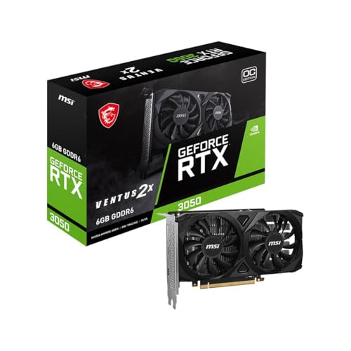 MSI GeForce RTX 3050 Ventus 2X 6G OC Carte Graphique - 6 Go GDDR6, 1492 MHz, PCI Express Gen 4, 96 Bits, DP v 1.4a, 2X HDMI 2.1 (Prend en Charge 4K à 120 Hz)
