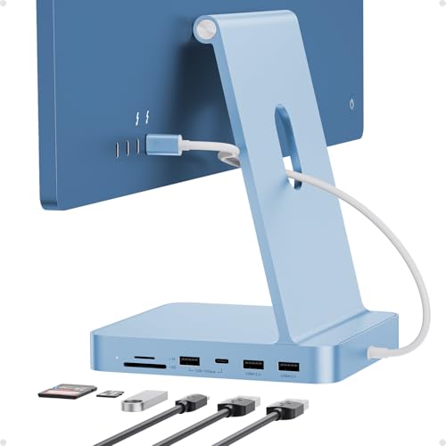 PULWTOP USB C HUB pour iMac 24" 2021/2023/2024,7 in 1 iMac HUB USB pour iMac M1/M3/M4, iMac Accessoires avec USB C 10Gbps, 3*USB A, SD/TF Carte Reader, Support Expand M.2 NVME SSD(Non Inclus), Bleue
