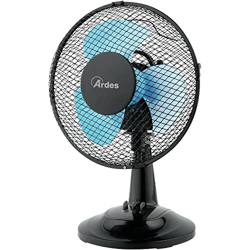 ARDES - AR5EA23B Ventilateur de Table 2 Vitesses Silencieux 3 PALES NEW EASY 23 - Ventilateur Oscillant Total Black à Inclinaison Verticale et Commande Manuelle